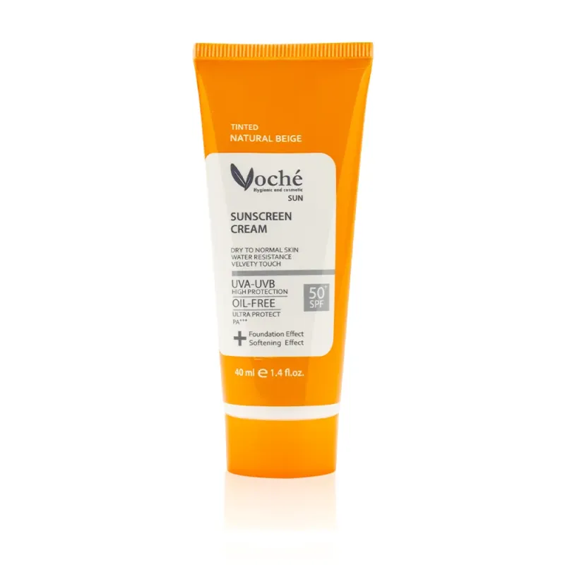 کرم ضد آفتاب وچه SPF۵۰ مناسب پوست خشک و معمولی با رنگ بژ طبیعی